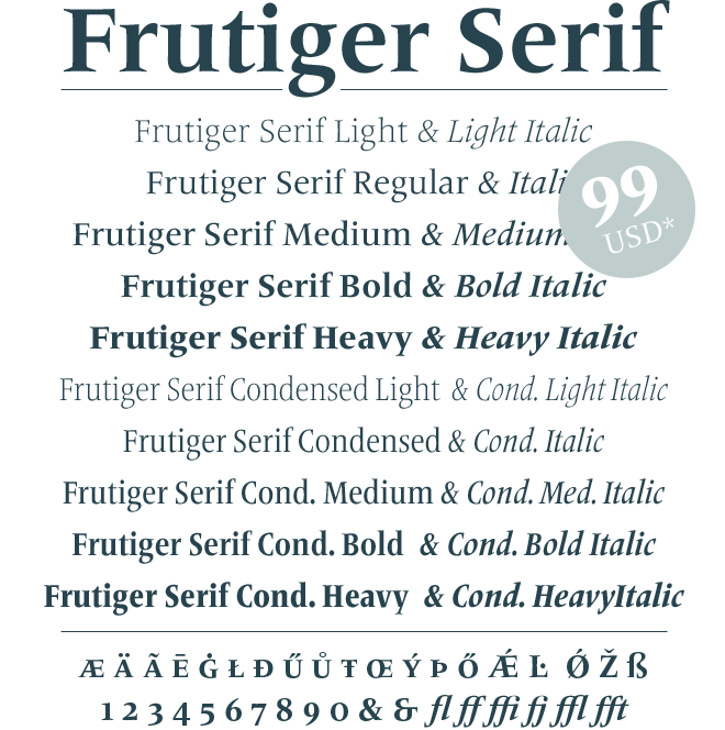 Frutiger serif font generator